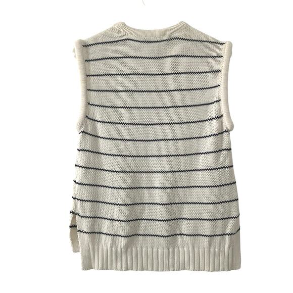 Madewell Women's Puff Trim Sweater Vest in Navy Stripe Relaxed M Medium New - Picture 7 of 9